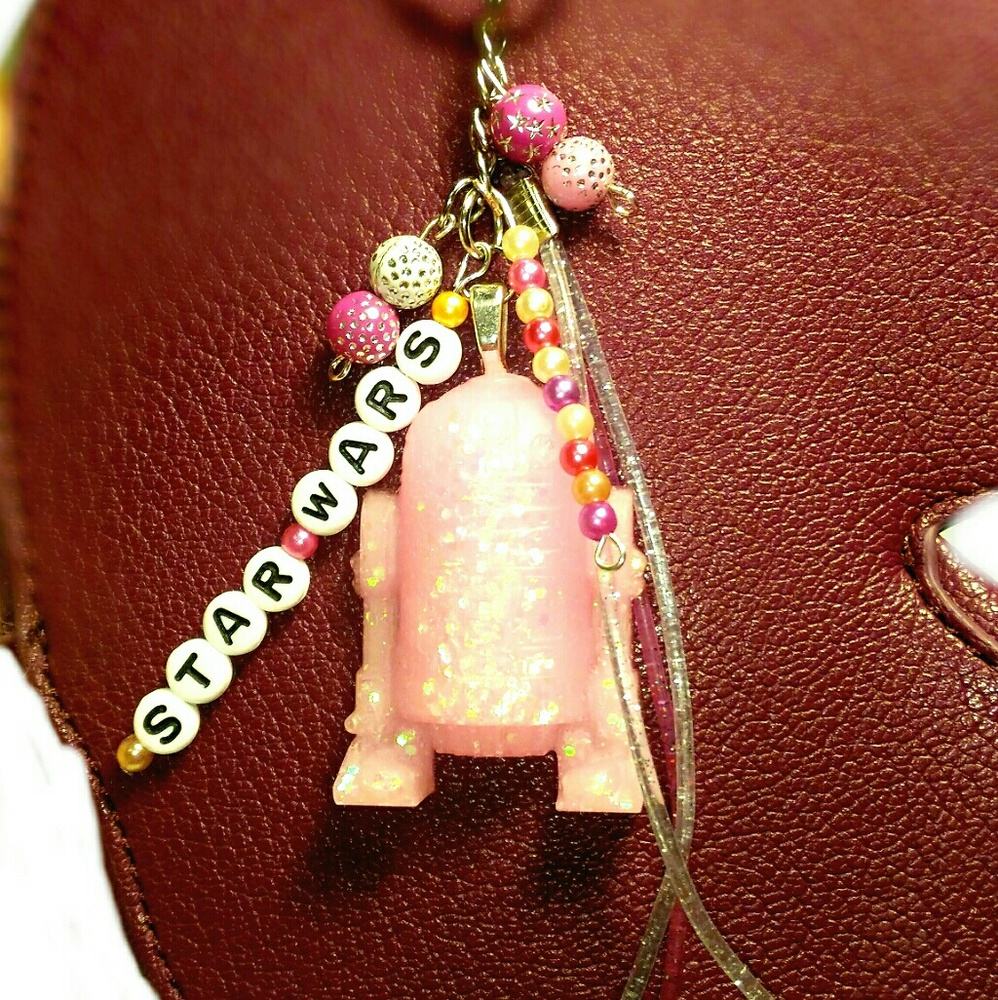 Pink Sparkle R2D2 Purse/Planner Charm Keychain